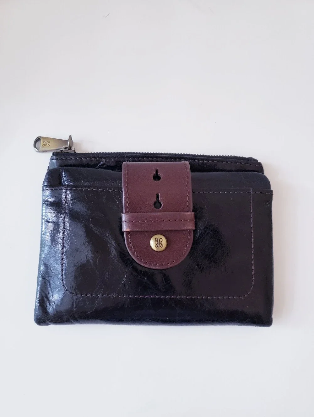 HOBO Black Brown Leather Wallet